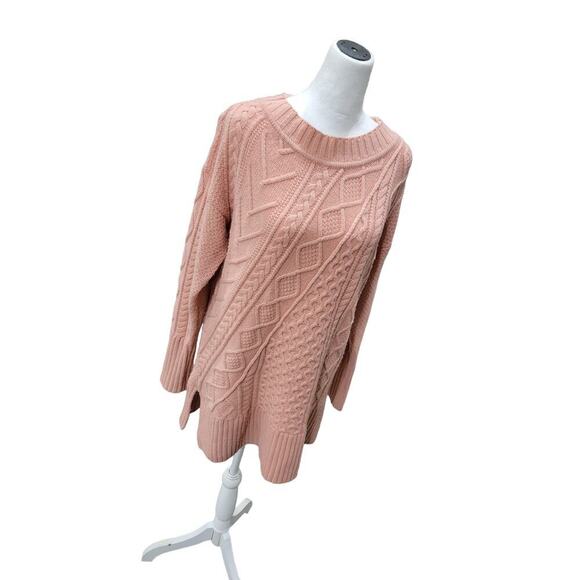 J. Crew Womens Wool Cable Knit Patchwork Tunic Sweater Size Small‎ Pink - Picture 11 of 13